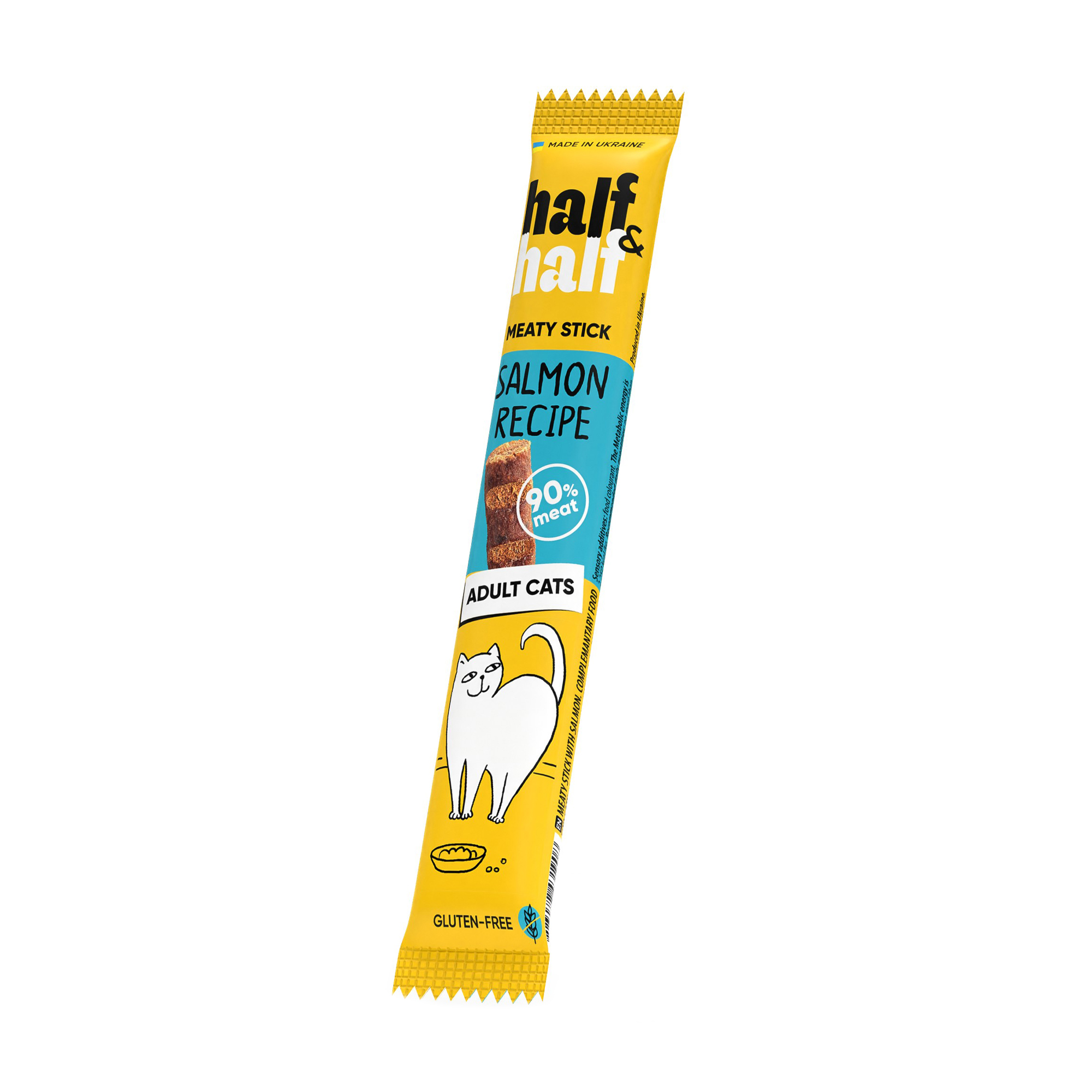 Ласощі для кішок Half&amp;Half у формі м'ясних паличок, із лососем, 5 г