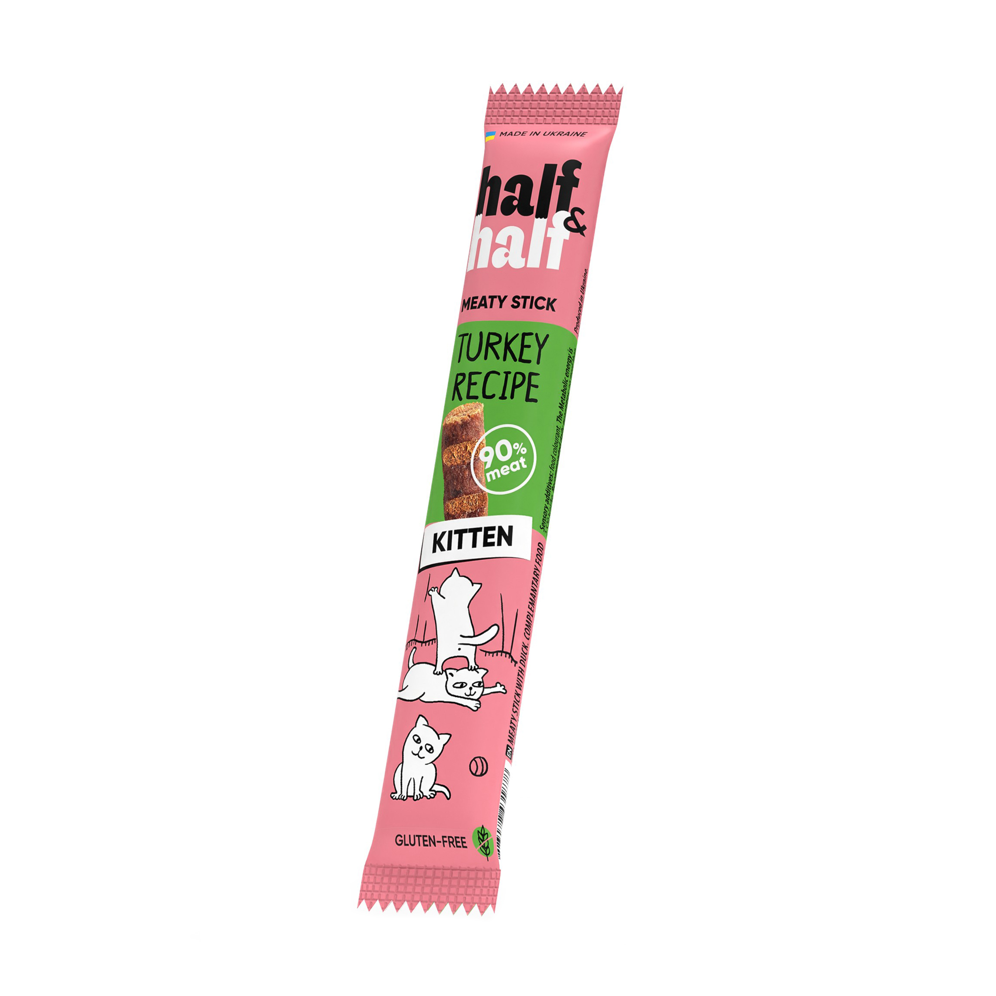Ласощі для кошенят Half&amp;Half у формі м'ясних паличок, із індичкою, 5 г