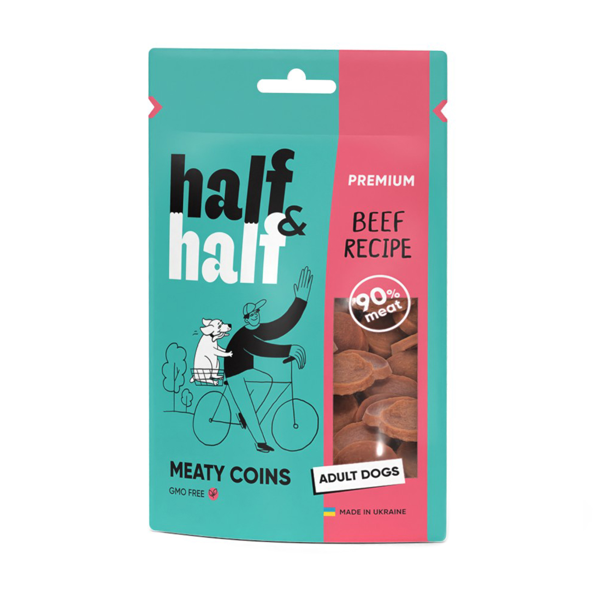 Ласощі для собак Half&amp;Half у формі м'ясних монет, із яловичиною, 100 г