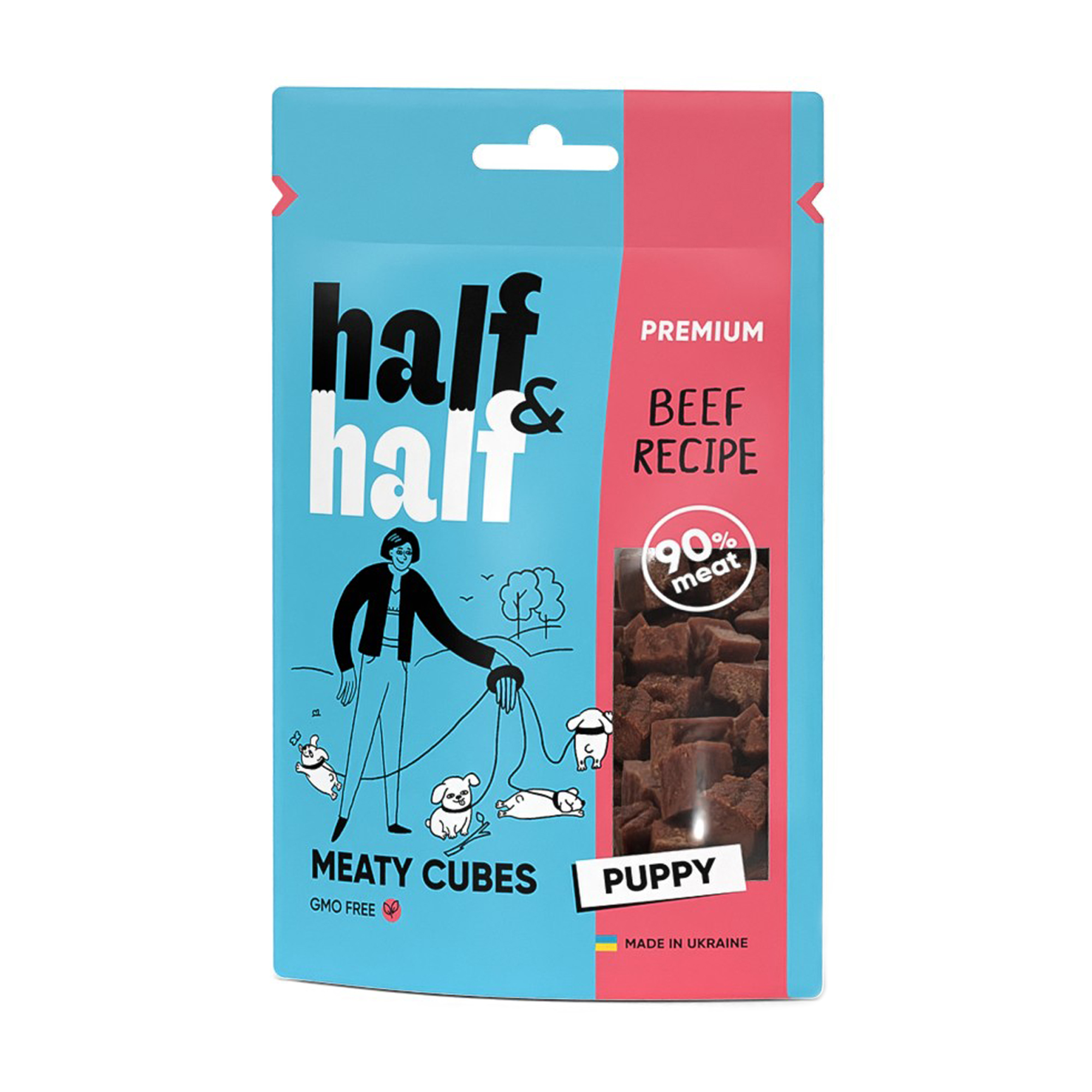 Ласощі для цуценят Half&amp;Half у формі м'ясних кубиків, із яловичиною, 100 г